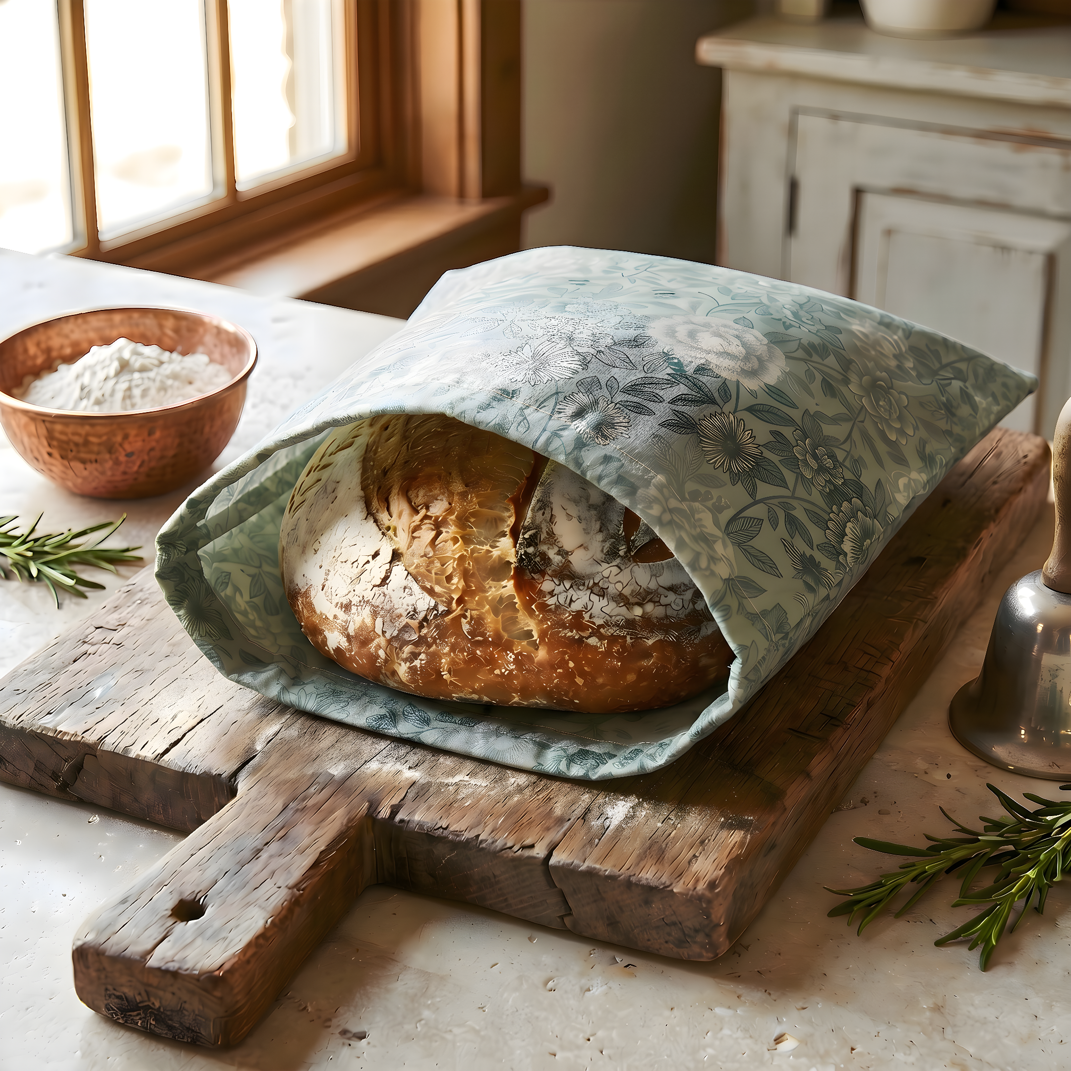 Bread Bag | Beeswaxed | Sage Floral